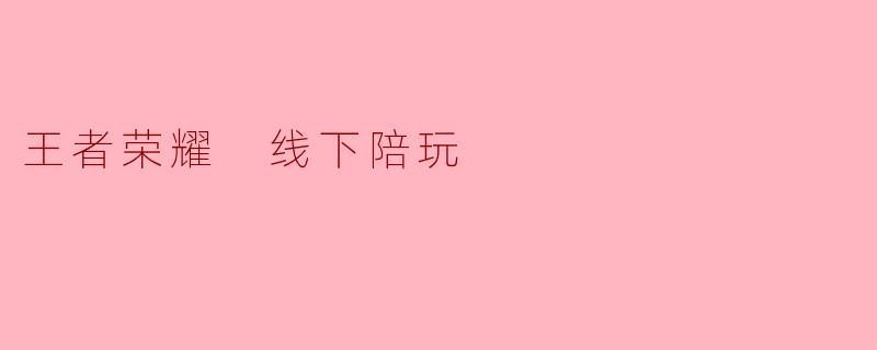 王者荣耀 线下陪玩